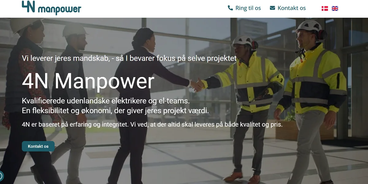 4N Manpower – professionel onepage hjemmeside til rekruttering