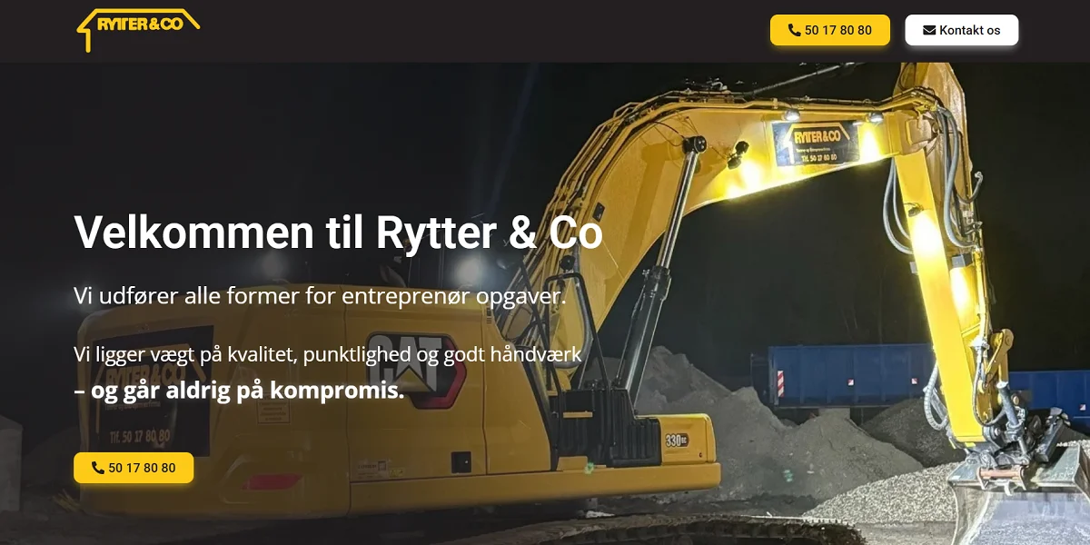 Rytter & Co – onepage WordPress hjemmeside til entreprenør og håndværker